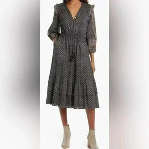 Cleobella Ivy Long Sleeve Midi Dress Size S